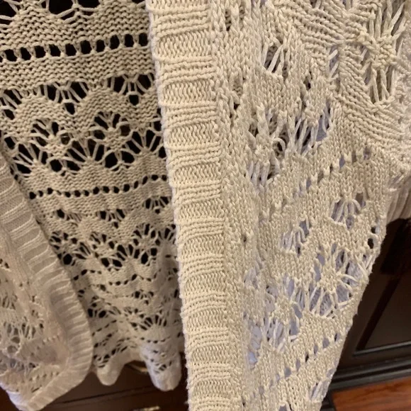 GARAGE Ivory Eyelet Crocheted Sweater In Size Medium - Picture 4 of 10